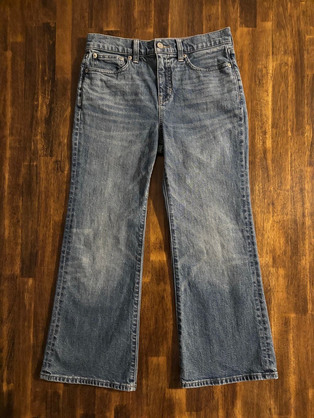 J Crew Women’s 26 Petite Jeans Cropped Kick Out Flare Semi Stretch Denim